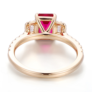 PROVENCE fine jewelry real 18k gold <b>ring</b> <b>Emerald</b> Cut 2carat lab pigeon blood ruby <b>ring</b> moissanite diamond women festival gift - Product Image 2