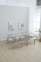 Combinaison table de cafétéria professionnelle personnalisée en une pièce pour 4 6 8 personnes table de cantine et chaises en acier inoxydable