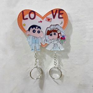 พวงกุญแจอะคริลิคพลาสติกลายการ์ตูนคู่รัก ของตกแต่งบ้าน ของขวัญ - Product Image 6