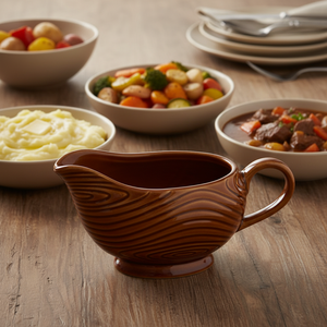 Taza de café de cerámica de 7,5 "con patrón de grano de madera, taza de leche pequeña ecológica con bote de salsa de embudo para uso Personal - Product Image 1
