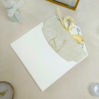 Folio d'invitation de mariage en velours champagne, carte d'invitation personnalisée en acrylique avec dorure à chaud, cartes RSVP gaufrées pour un mariage élégant