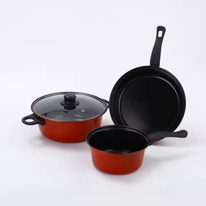 <span class=keywords><strong>Set</strong></span> di 3 <span class=keywords><strong>Pentole</strong></span> e <span class=keywords><strong>Padelle</strong></span> Rosse Antiaderenti in Ceramica con Rivestimento Durevole, Adatte al Forno, per Micro-Pressione - Product Image 3