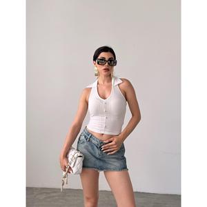 Blusa Negra 100% Algodón para Mujer, con Cuello Camisero y Detalles de Botones Frontales, Elegante y Cómoda para Todas las Temporadas - Product Image 1