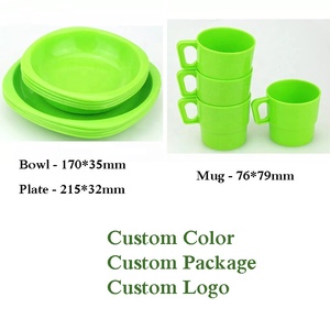 Ensemble de <span class=keywords><strong>vaisselle</strong></span> en plastique 26 pièces : tasses, bols, assiettes, logo personnalisé, <span class=keywords><strong>incassable</strong></span>, pour <span class=keywords><strong>camping</strong></span> - Product Image 6