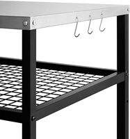 Table de four à pizza d'extérieur mobile à double étagère, table de travail commerciale en acier inoxydable pour la préparation des aliments avec tiroir sur roulettes