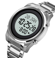 Jam Tangan Digital Skmei Muslim Qibla Azan Tahan Air Stainless Steel Pria Model 1734