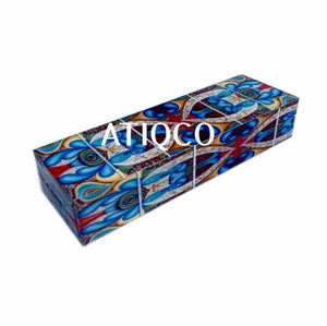 Caja de lápices estacionaria de madera rectangular colorida mariposa roja impresa | Caja de bolígrafo y marcador - Product Image 2