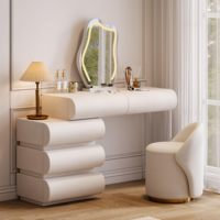 Meubles de chambre minimalistes, lumière LED blanche, prix bas, rangement en option, commode, table de maquillage, matériau MDF