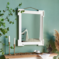 Miroir mural écologique de grande taille avec cadre en bois blanc rustique pour le salon, décoration d'intérieur ART NEST