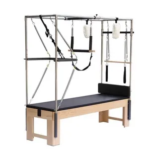 White Wood Studio Yoga Pilates Reformer Classic Bed Pilates Machine With Tower Trapeze Table Cadillac Reformer