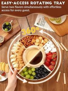 Ensemble de pot à <span class=keywords><strong>fondue</strong></span> au chocolat, machine à <span class=keywords><strong>fondue</strong></span> électrique, capacité de 4 tasses, 4 plateaux, 5 fourchettes, 1 spatule, chauffe-<span class=keywords><strong>fromage</strong></span> - Product Image 6