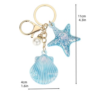 Llavero Colgante Creativo con Diseño Degradado de Vida Marina, Conchas y Estrellas de Mar, Colorido y Bonito, Estilo Oceánico, Decoración para Coche o Bolso - Product Image 5