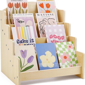 Estante de escritorio de madera de tres niveles para tarjetas y notas, uso en el hogar y la oficina, color amarillo - Product Image 5