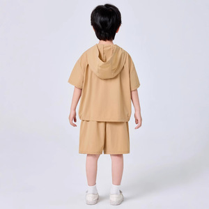 Canton Clothes fabrica al por mayor sudaderas con capucha de color puro personalizadas con pantalones cortos para niños musulmanes de 4 a 12 años - Product Image 3