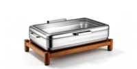 Chauffe-plat hydraulique en acier inoxydable 304 à fond composite, base en bois de luxe, avec cuisinière à induction externe