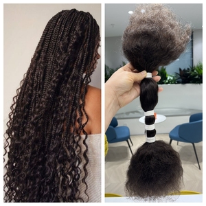 Nuevo diseño Sin trama Paquete de trenzado de cabello virgen indio Extensión de cabello húmedo y ondulado en # 1B #2 #4 Colores Grado de cabello virgen - Product Image 2