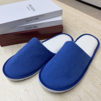 Chaussons d'hôtel jetables en tissu côtelé bleu à bout fermé, vente en gros, logo personnalisé, offre spéciale