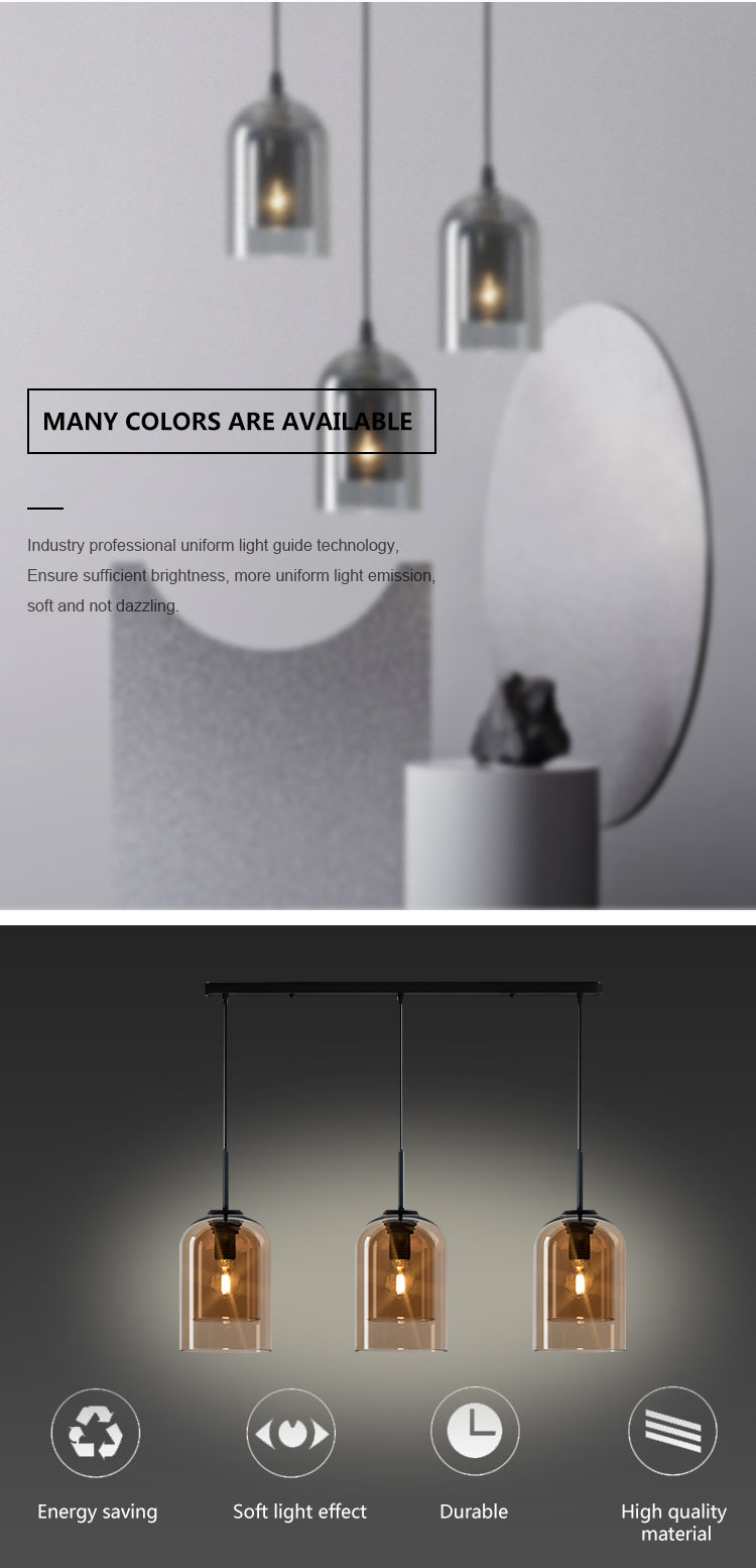 New Product Decoration Home Office Dining Room 3 Arms Glass Modern E27 Chandelier Light