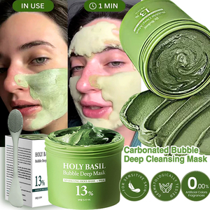 Mascarilla Burbujeante de Albahaca <span class=keywords><strong>Sagrada</strong></span> para Limpiar Poros y Puntos Negros, Mascarilla de Arcilla que se Convierte en Burbujas, Hidratante, Suave, OEM - Product Image 1