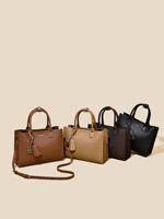 Sac à main vintage en cuir PU avec décorations de cadenas pour femme, sac à bandoulière détachable