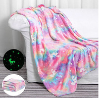 Couverture en flanelle phosphorescente à motifs d'animaux et d'étoiles personnalisés, très vendue, pour impression offset