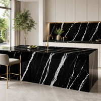 Paneles de Piedra Artificial con Aspecto de Mármol, Azulejos de Piedra Sinterizada Negra Moderna, Azulejos de Cerámica Pulidos con Acabado Brillante