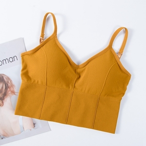 Top corto sin mangas para mujer, ropa interior sin costuras, Tops cortos, lencería Sexy íntima con camisola acolchada extraíble - Product Image 4