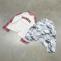 T-shirts thermiques à manches longues unisexe surdimensionnés en maille gaufrée à motif camouflage pour hommes, style streetwear, fabriqués sur mesure
