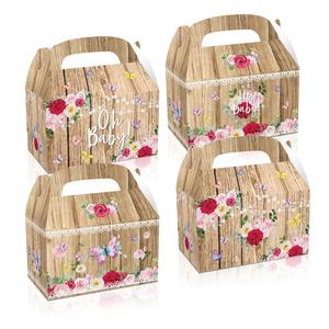 <span class=keywords><strong>OH</strong></span> BABY HEY Boîte de papier cadeau bonbon anniversaire fleur papillon rouge avec poignée Emballage imprimé personnalisé pour fournitures de fête de mariage - Product Image 1