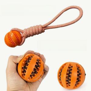 Katı çevre dostu kauçuk köpek topu oyuncaklar Bite dayanıklı toksik olmayan interaktif Pet aksesuarları gıcırtılı halat ısırma çiğneme oyuncaklar - Product Image 6