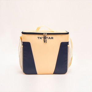 <b>Large</b> Capacity Beige and Blue Insulated Lunch Tote <b>Bag</b> Waterproof Thermal Cooler <b>Bag</b> for Picnic Food Delivery and Travel. - Product Image 1