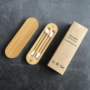 Bourgeons de coton en silicone <span class=keywords><strong>réutilisables</strong></span> écologiques avec emballage de caisse en bambou biodégradable - Product Image 5