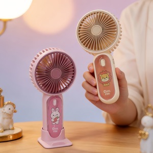 Cartoon Portable Handheld <b>Fan</b> With <b>Stand</b> Usb Rechargeable 5W DC Motor Hands Free For Outdoor Use - Product Image 4