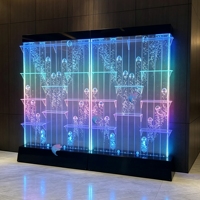 Mur de bulles LED à commande numérique programmable avec porte-bouteilles, écran d'eau dansante RGB et cloison, contrôle à distance par application pour bar