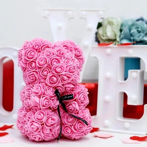 Venta al por mayor Día DE <span class=keywords><strong>LA</strong></span> <span class=keywords><strong>MADRE</strong></span> Día de San Valentín Rosa Regalo Oso rosa con caja 25cm PE Jabón Flor Oso de peluche Regalo para novia - Product Image 5