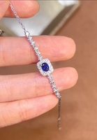 Bijoux en or blanc 18 carats de style INS simple Bracelet de tennis en saphir bleu royal naturel Accessoire de mode Bracelet à breloques