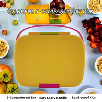 Nouvelle conception C51 – Boîte à lunch en plastique micro-ondable, colorée, scellée, pour enfants, avec 5 compartiments, double niveau et poignée, idéale pour l'école
