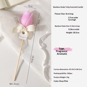 Velas Aromáticas de Lujo con Aroma a Rosa Tulipán, Recuerdos de Boda, Velas Artesanales sin Humo con Varillas de Bambú y Flores - Product Image 6