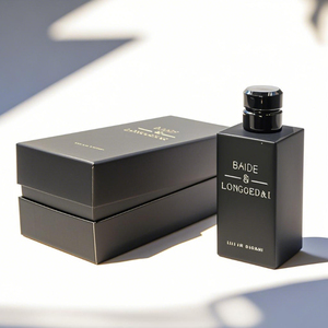 Luxury Men's <b>Empty</b> Square Perfume Bottle Pump Sprayer Crimp 30ml 50ml 100ml Glass Black Perfume Bottle with <b>Gift</b> <b>Box</b> - Product Image 2