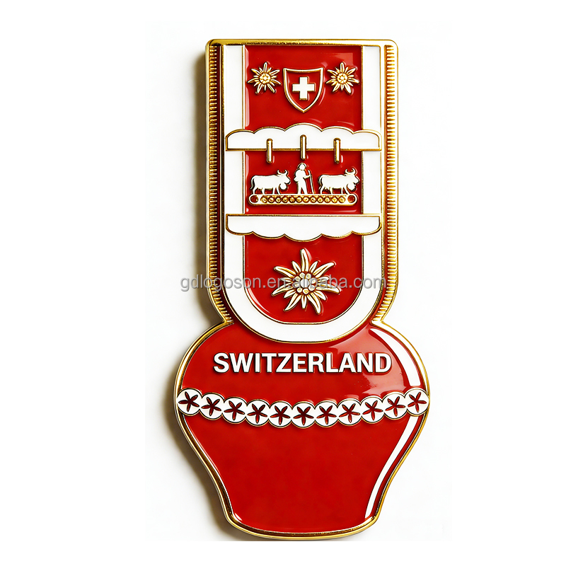 Aimant de réfrigérateur 3D Edelweiss Suisse - Souvenir de voyage - Décoration de réfrigérateur - Autocollant magnétique peint à la main