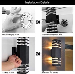 Haut et bas lumières lampes murales extérieures carré monté en surface aluminium étanche extérieur LED appliques murales pour la maison porche Garage - Product Image 6