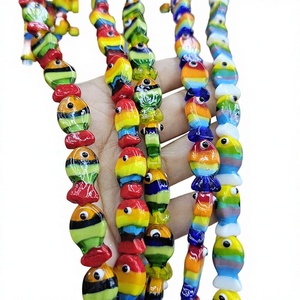 Yoya GP1020 Chic Cute Handblown Multi <b>Colored</b> Crystal Glaze Murano Lampwork Glass Fish <b>Beads</b> for Jewelry Making - Product Image 3