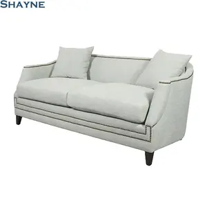 Shayne高研发能力家具制造商古董白色织物钉头2人座热餐厅设计精湛的沙发