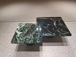 Table basse en marbre vert de haute qualité, motif veiné naturel, mobilier en pierre, construction en pierre - Product Image 2