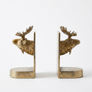 AK Brass Polish Finished Brass Moose Shape Metal <b>Bookends</b> Set Of 2 Customized Decorative Book Ends for Room Library Home Office - Product Image 4