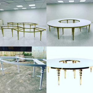 Elegante <span class=keywords><strong>Mesa</strong></span> italiana de <span class=keywords><strong>media</strong></span> <span class=keywords><strong>luna</strong></span> en forma de S moderna 10-20 personas boda/comedor círculo grande vidrio de mármol para alquiler de fiestas al aire libre - Product Image 4