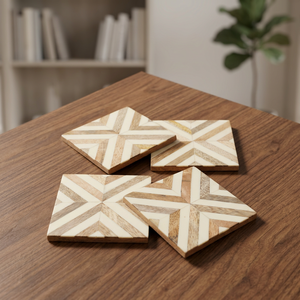 Sous-verres carrés de luxe en bois brun antique de qualité supérieure pour tasses à thé et tasses à café, idéaux pour les boissons chaudes et froides - Product Image 3
