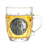 Vente en gros, mug à bière en verre souvenir touristique allemand, logo personnalisé, design tendance