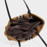 Sac fourre-tout pour femme en tricot à carreaux, sac à bandoulière léger avec sangle en PU et poche intérieure zippée, idéal pour le bureau et les voyages, vente en gros