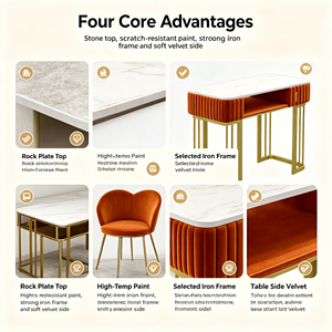 Table de manucure style Ins, poste de travail moderne pour salon de manucure <span class=keywords><strong>avec</strong></span> rangement, bureau à ongles <span class=keywords><strong>avec</strong></span> cadre en métal doré pour institut de beauté - Product Image 2